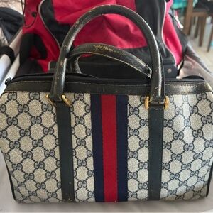 Gucci Women's Blue and Red Handbag